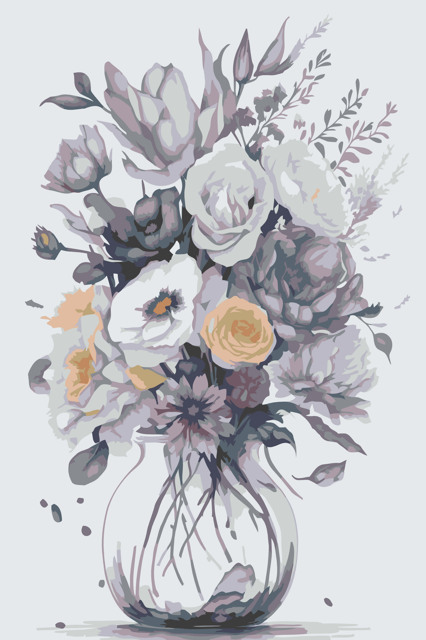 Paint by number - Lilla blomster i en vase 2