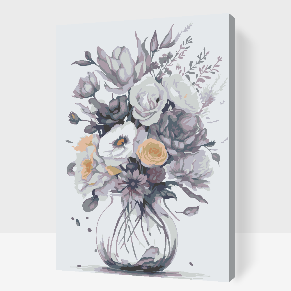 Paint by number - Lilla blomster i en vase 2