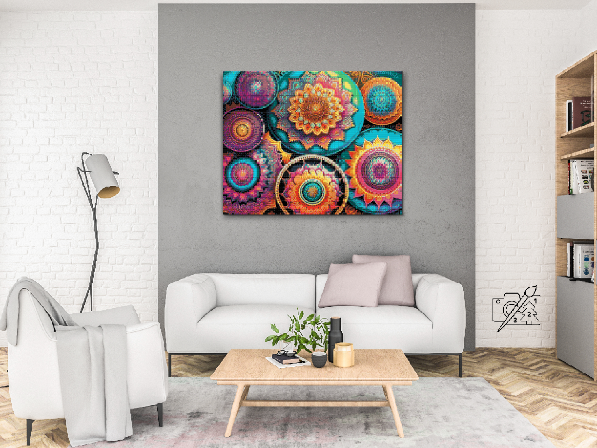 Diamond Paint - Blomstermandala-mønster