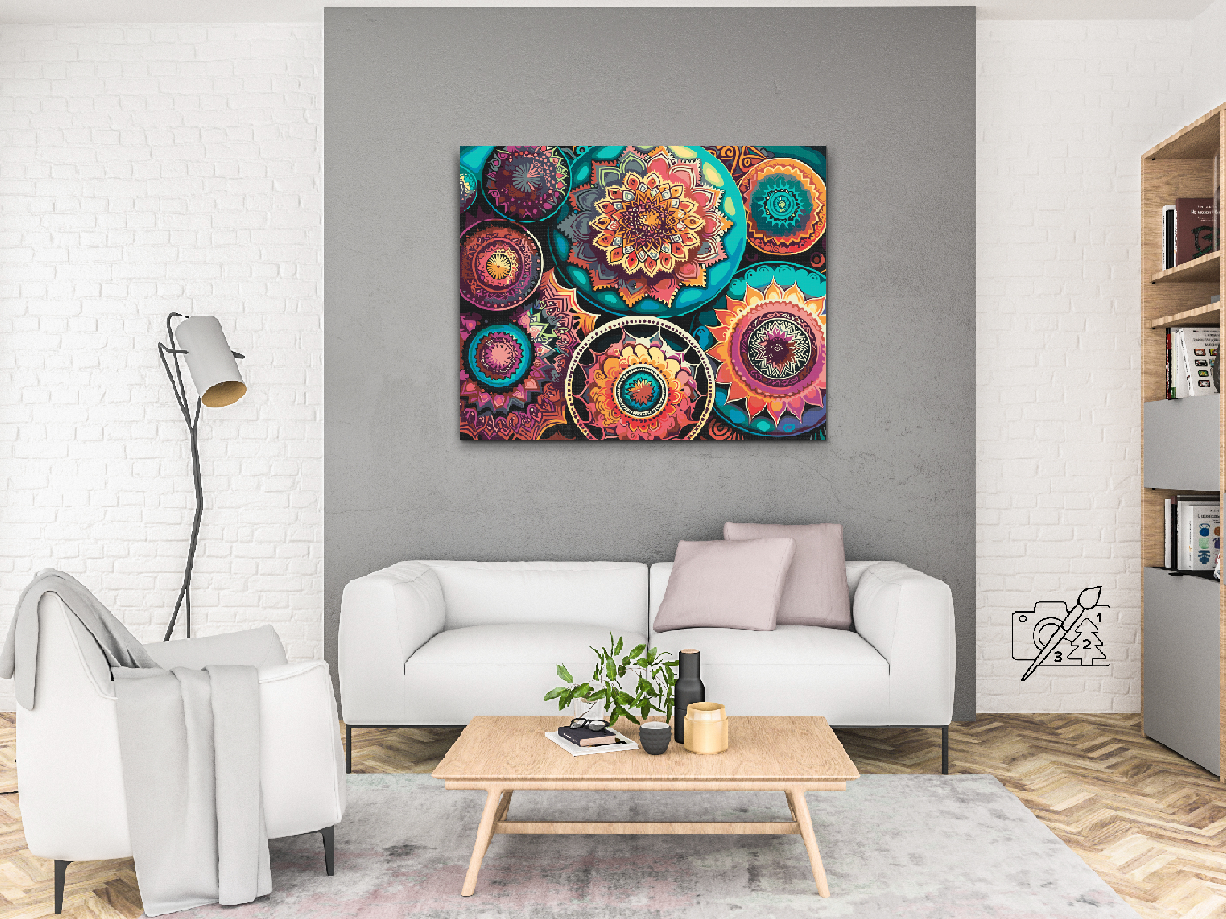 Paint by number - Blomstermandala-mønster