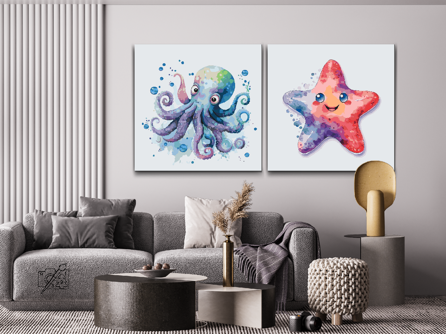 Paint by number - Ophidsede akvatiske væsener (sæt af 2)