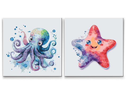 Paint by number - Ophidsede akvatiske væsener (sæt af 2)