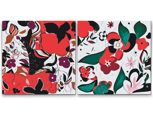 Paint by number - Abstrakte blomster (sæt af 2)