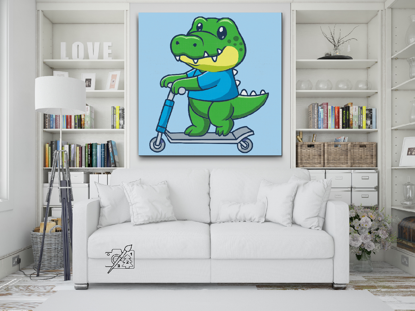 Paint by number - Krokodille på scooter
