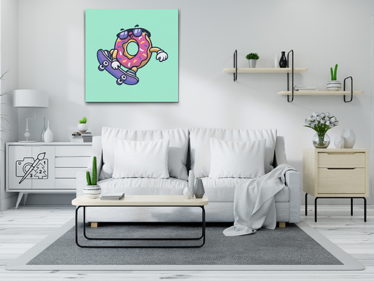 Paint by number - Donut på skateboard