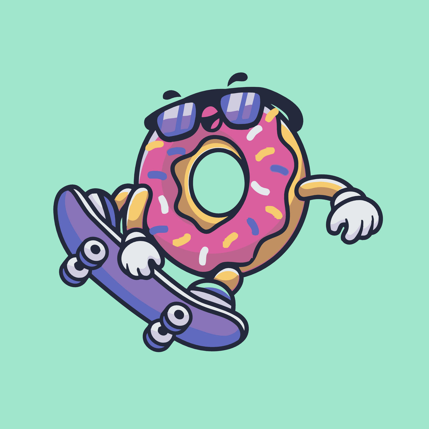 Paint by number - Donut på skateboard