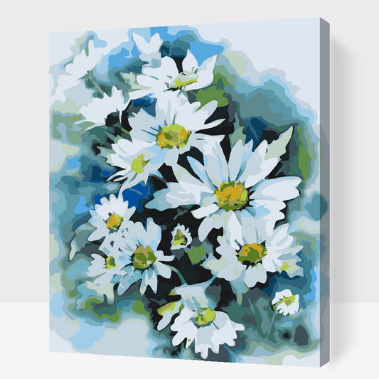 Paint by number - Efterårsblomst, hvid aster