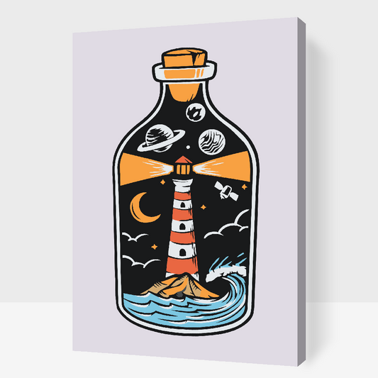 Paint by number - Fyrtårn i en flaske