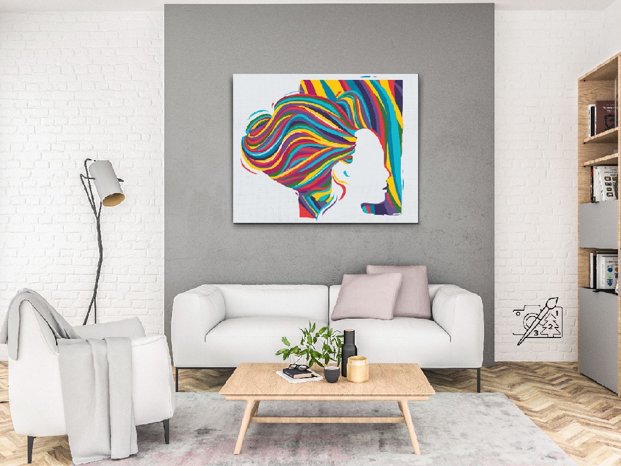 Paint by number - Kvinde med farverigt hår