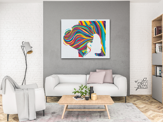 Paint by number - Kvinde med farverigt hår