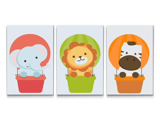 Paint by number - Dyr i varmluftballoner (set af 3)