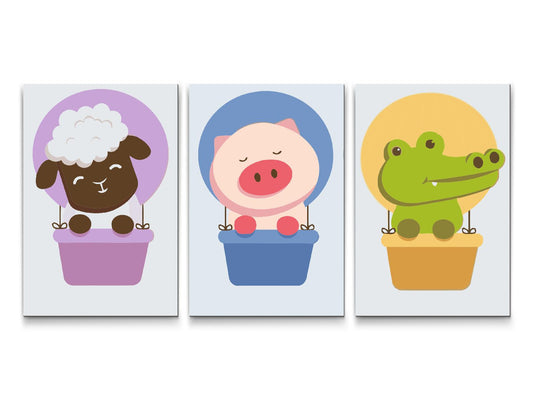 Paint by number - Dyr i en varmluftsballon 2 (sæt af 3)