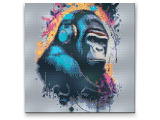 Diamond Paint - Gorilla med hovedtelefoner