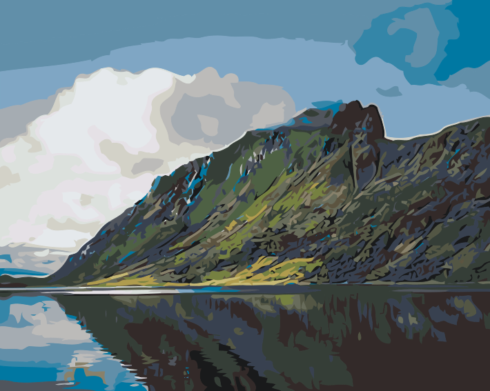 Paint by number - Sø i bjergene, fjorden