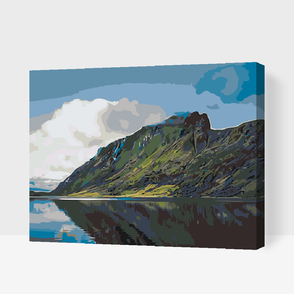 Paint by number - Sø i bjergene, fjorden