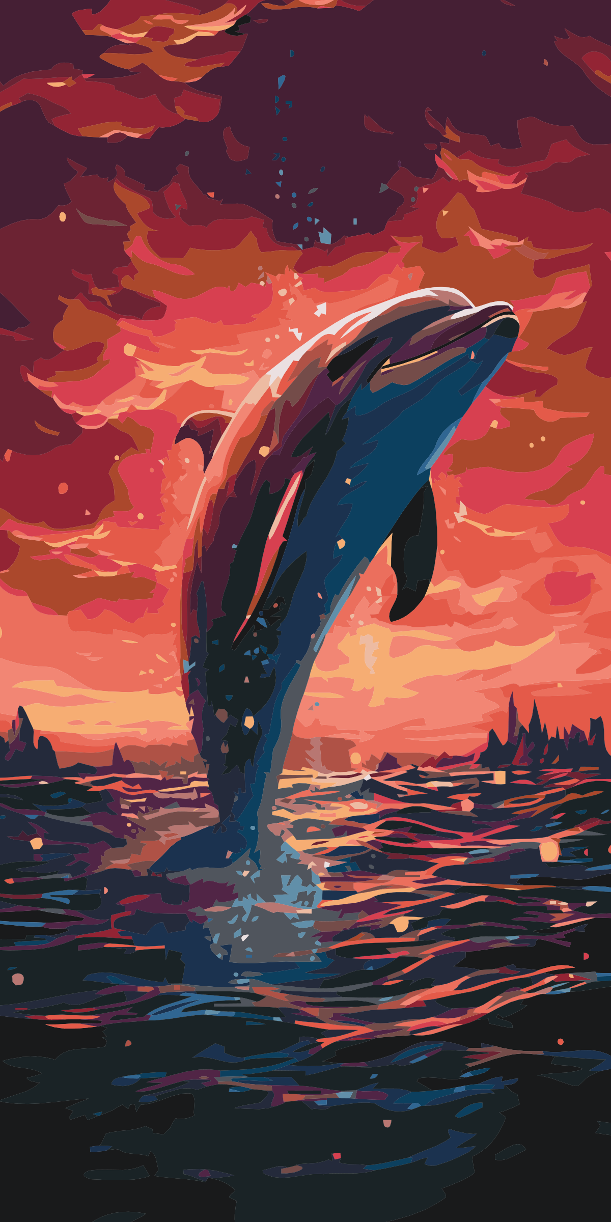 Paint by number - Delfin ved solnedgang