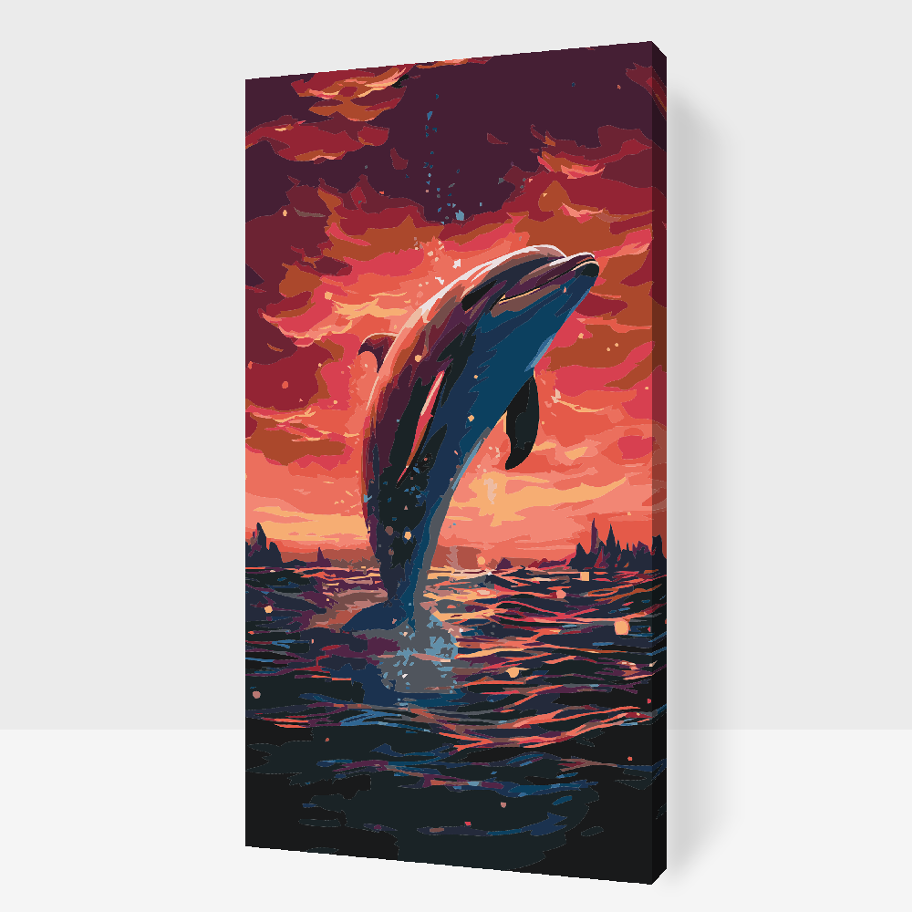 Paint by number - Delfin ved solnedgang
