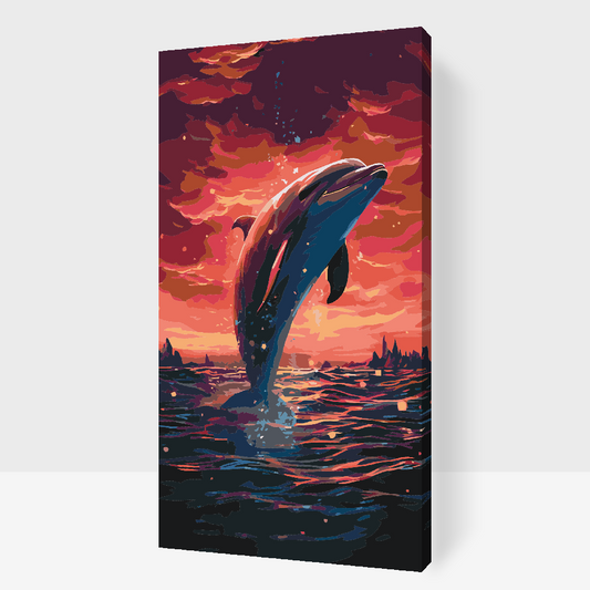 Paint by number - Delfin ved solnedgang