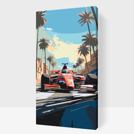 Paint by number - Rød formelbil