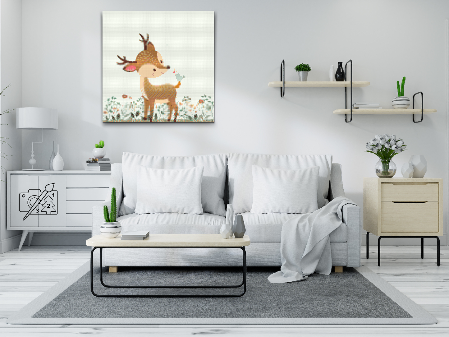 Diamond Paint - Fawn med en birdie