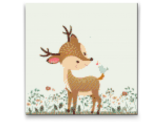 Diamond Paint - Fawn med en birdie