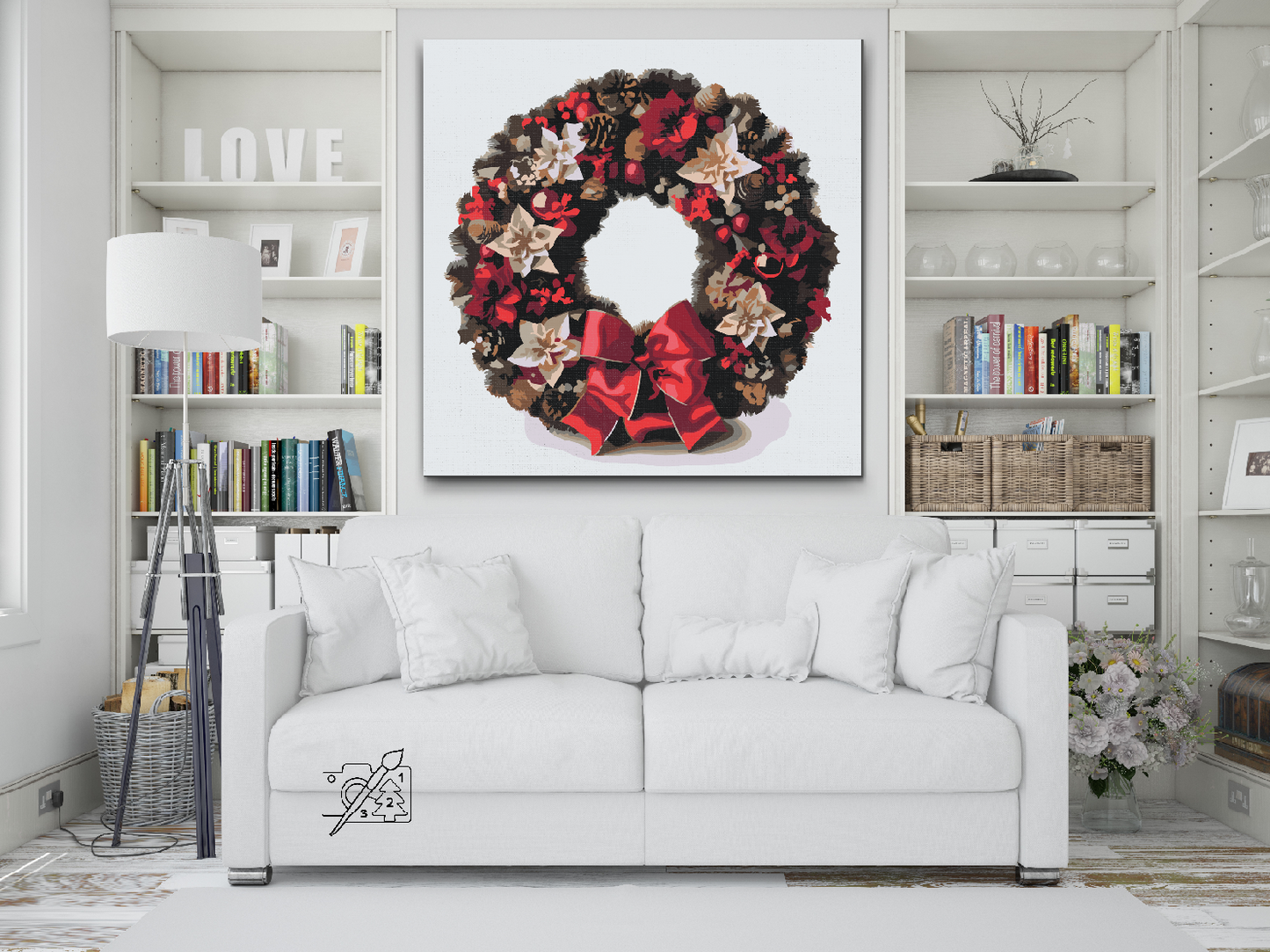 Paint by number - Rød julekrans