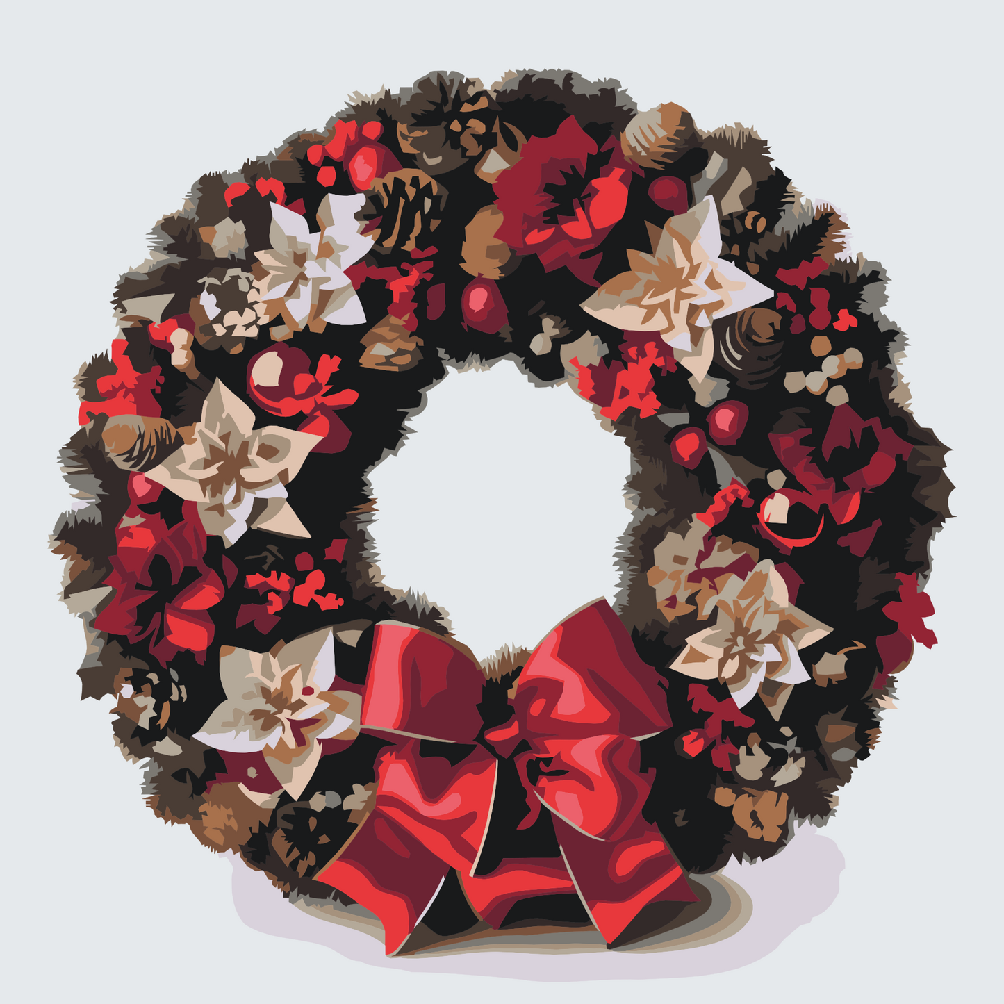 Paint by number - Rød julekrans