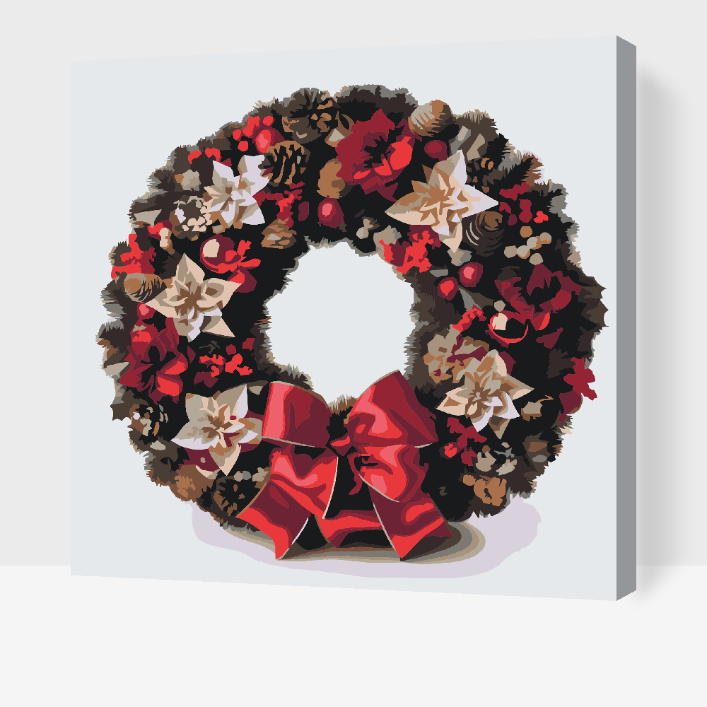 Paint by number - Rød julekrans