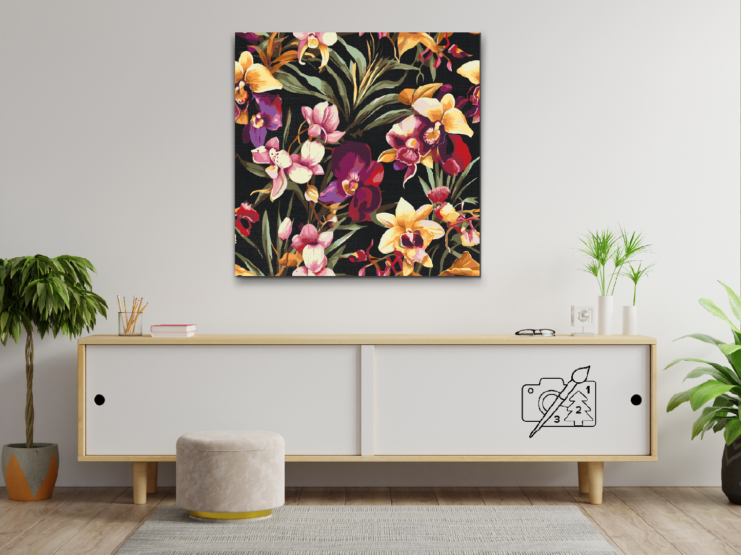 Paint by number - Blomsterbaggrund - orkideer