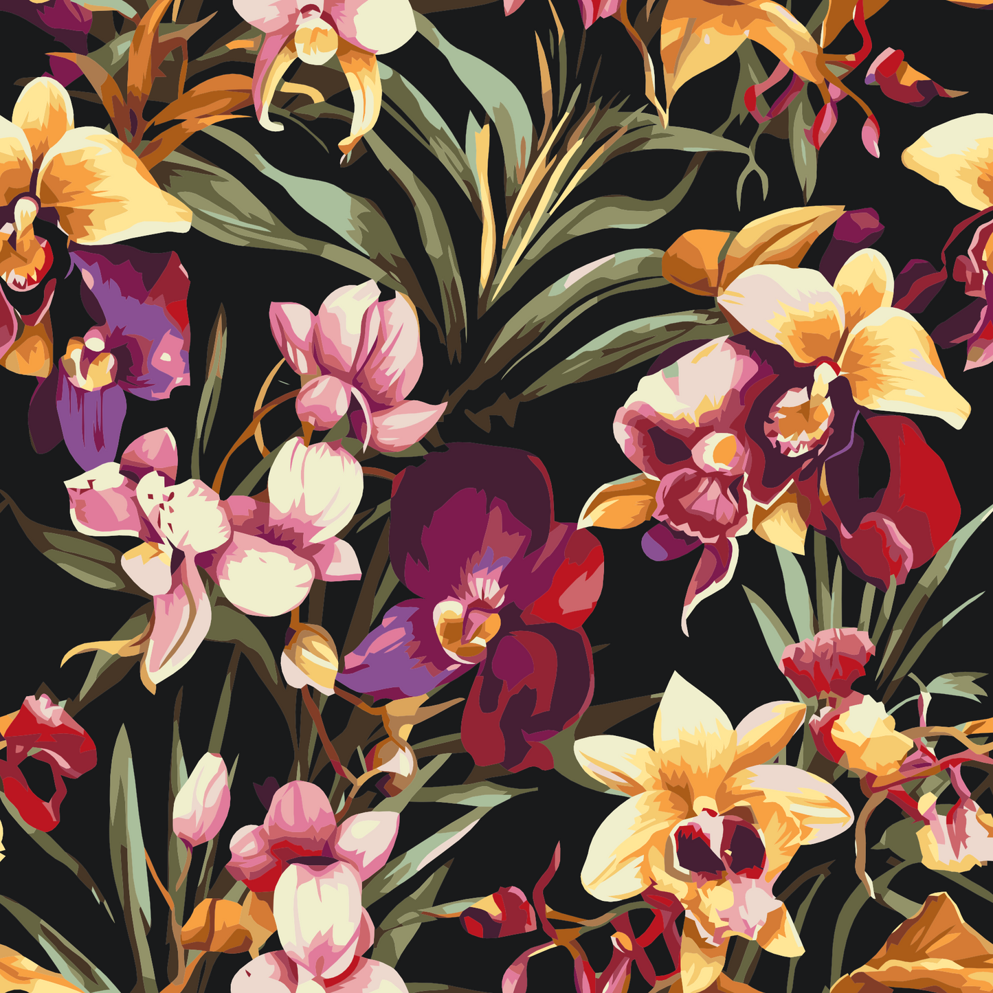 Paint by number - Blomsterbaggrund - orkideer