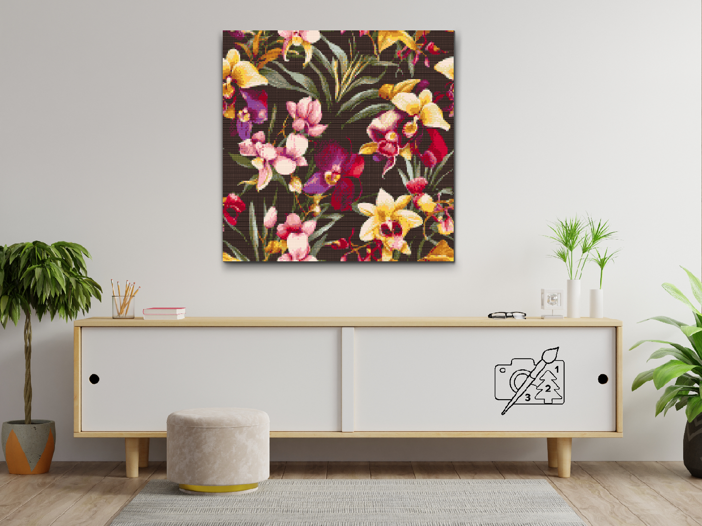 Diamond Paint - Blomsterbaggrund - orkideer