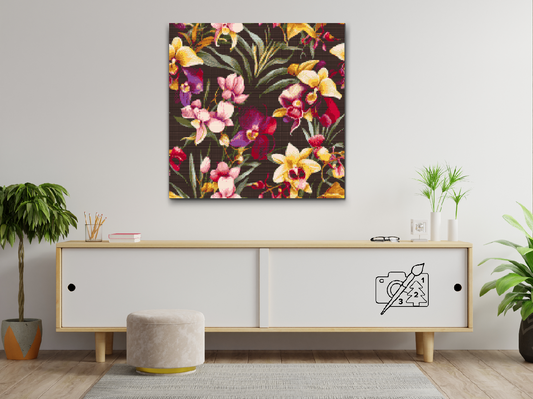 Diamond Paint - Blomsterbaggrund - orkideer