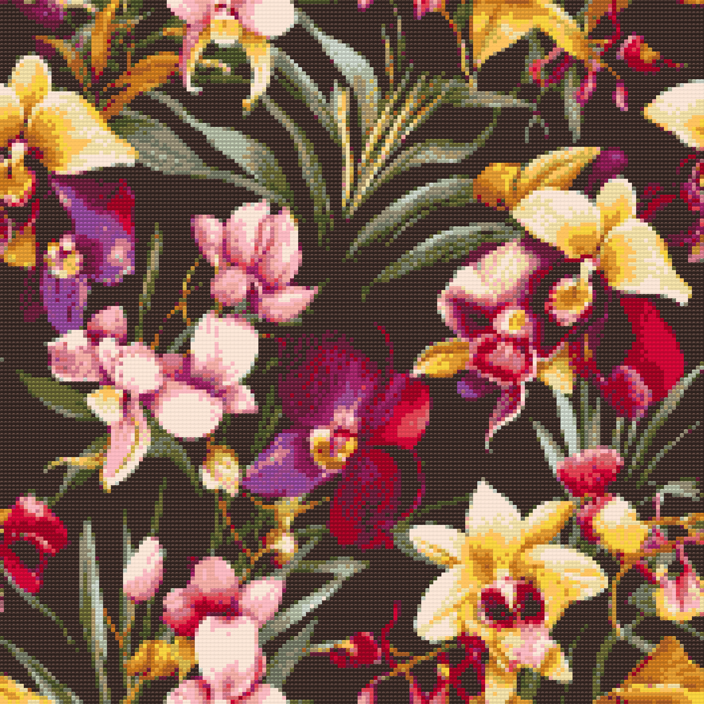Diamond Paint - Blomsterbaggrund - orkideer