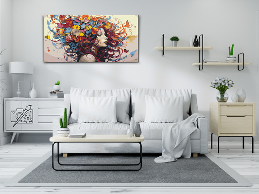 Paint by number - Dame med sommerfugle i håret