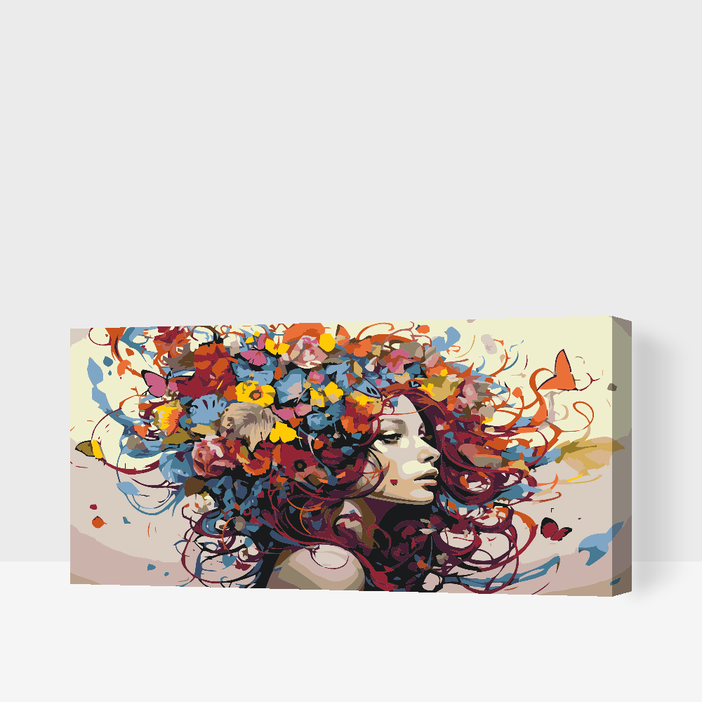 Paint by number - Dame med sommerfugle i håret