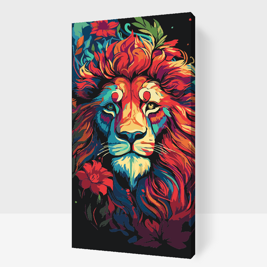 Paint by number - Løve i blomsterne