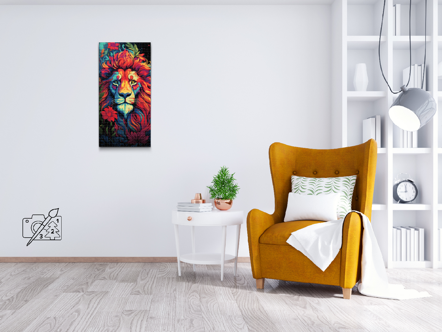 Diamond Paint - Løve i blomsterne