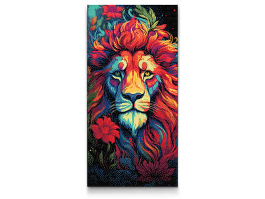 Diamond Paint - Løve i blomsterne