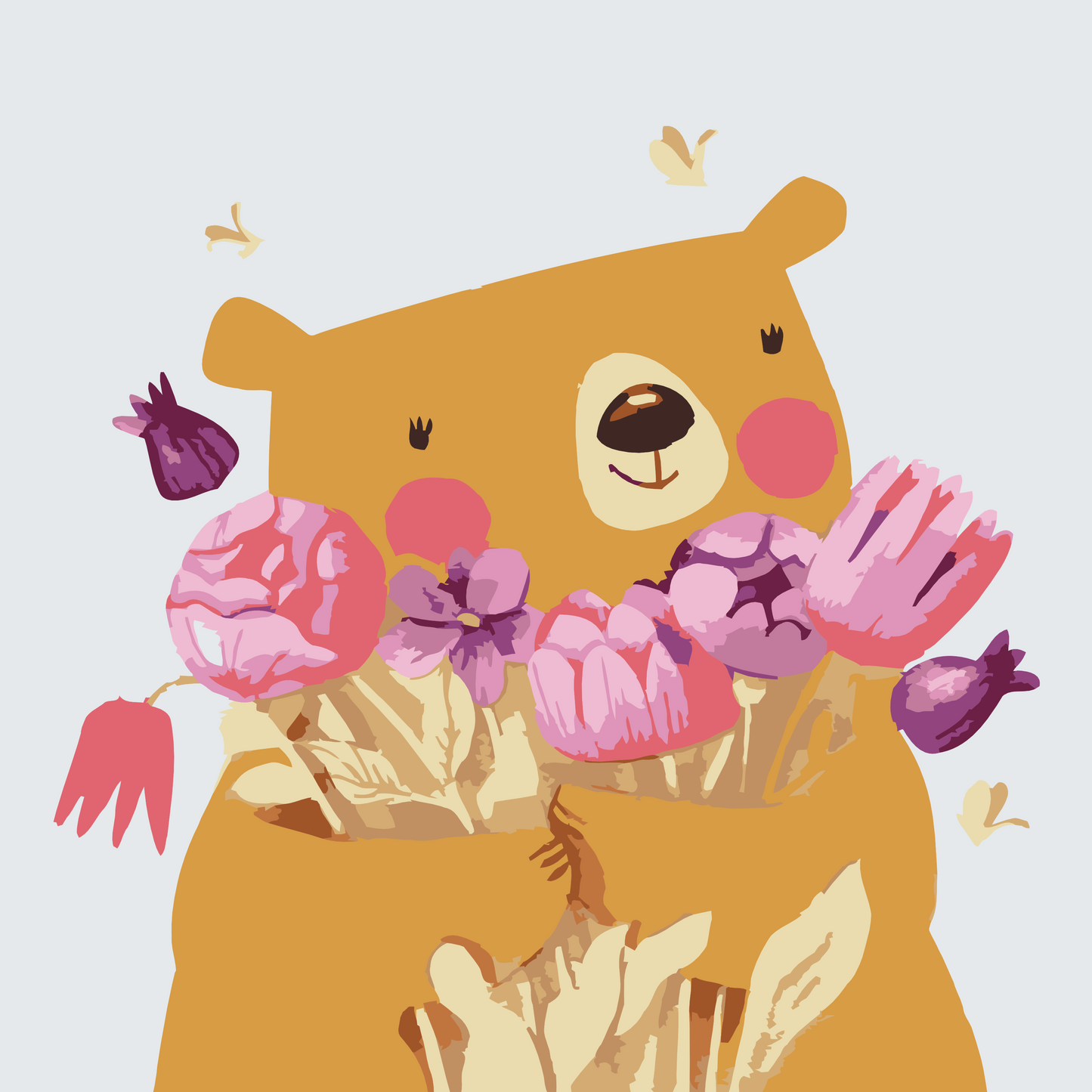 Paint by number - Bær med en buket