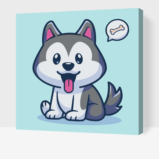 Paint by number - En lille husky