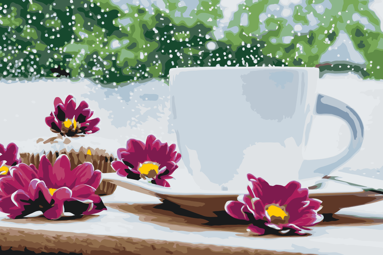 Paint by number - Vintereftermiddag med en kop te