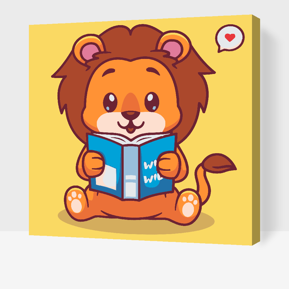 Paint by number - Løveunge med en bog