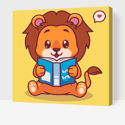 Paint by number - Løveunge med en bog