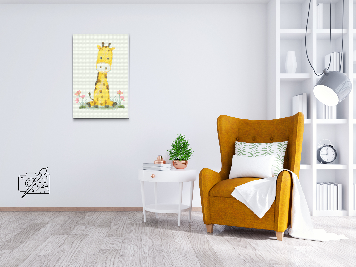 Diamond Paint - En giraf med blomster
