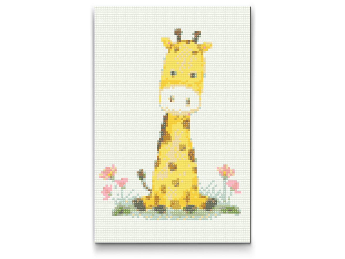 Diamond Paint - En giraf med blomster