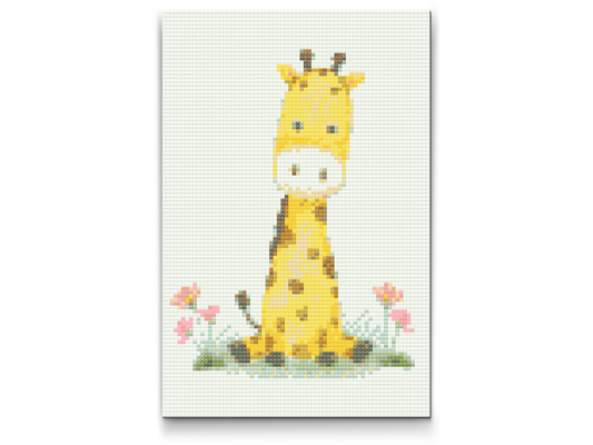 Diamond Paint - En giraf med blomster