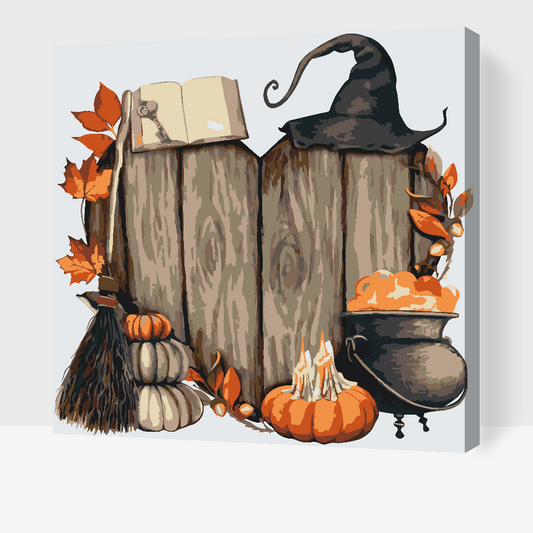 Paint by number - Træhjerte til Halloween
