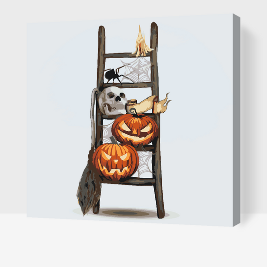 Paint by number - Halloween på en stige