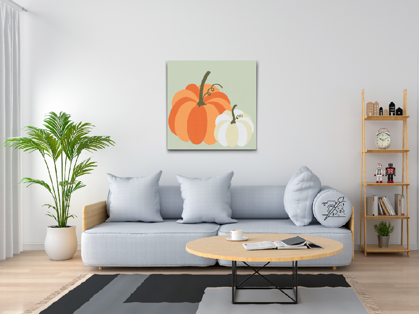 Paint by number - To pastelfarvede græskar