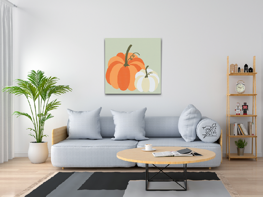 Paint by number - To pastelfarvede græskar